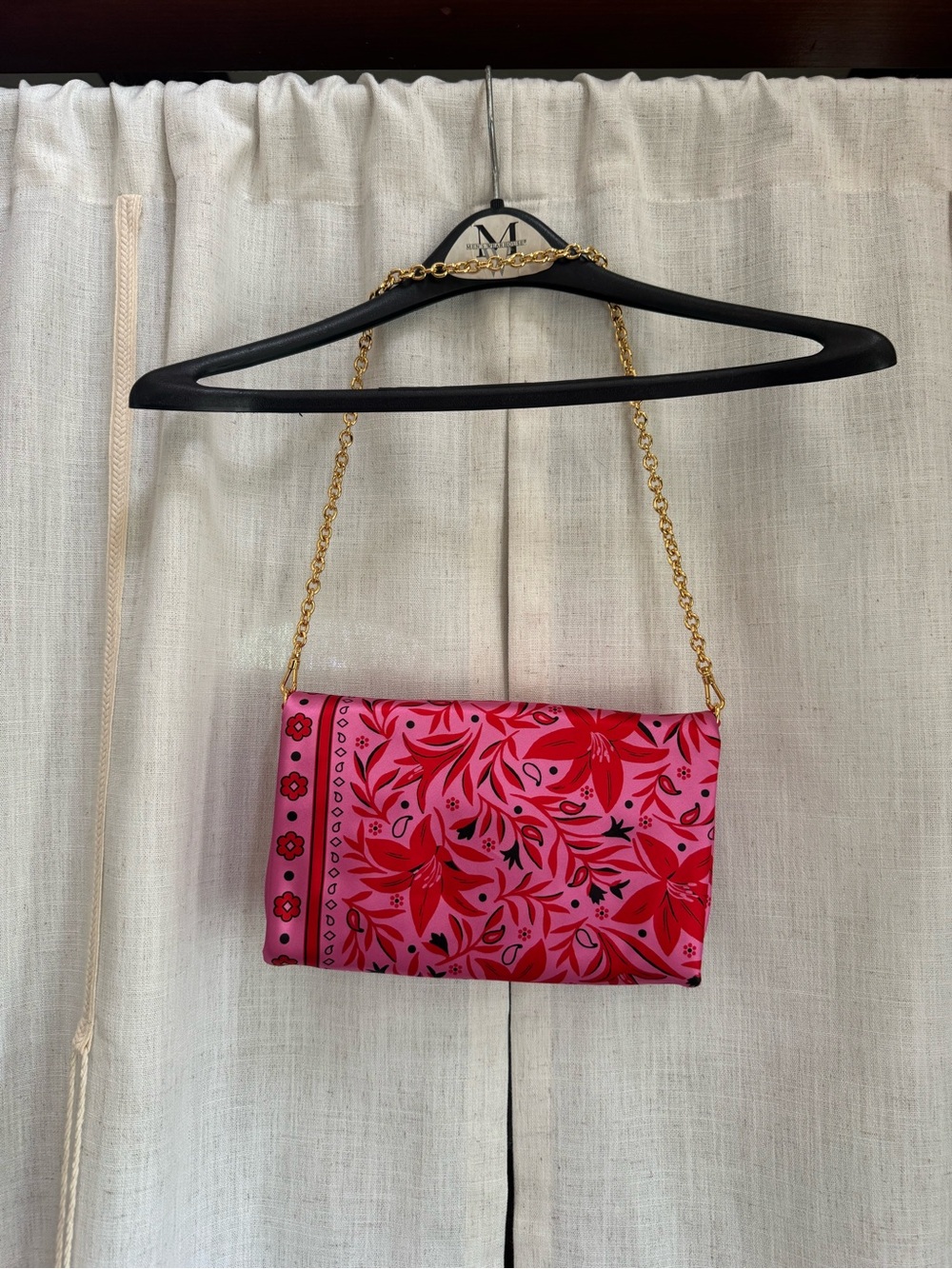 Kate Spade Satin Floral Bandana Clutch with Chain - Picture 7 of 11